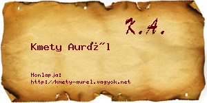 Kmety Aurél névjegykártya